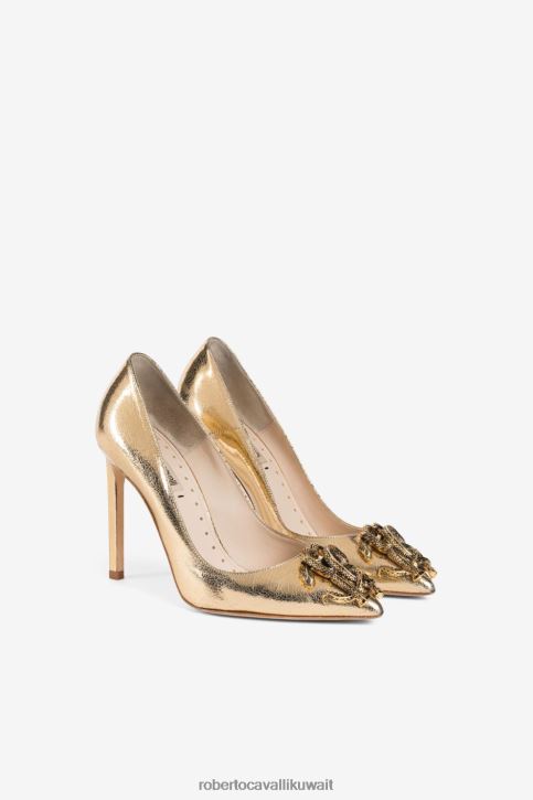 Roberto Cavalli نحيف 114 مضخات ثعبان معدنية مرآة أحذية 4H40H487