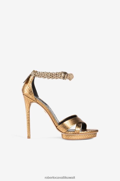 Roberto Cavalli نحيف موضة صندل بطبعة جلد الفهد 125 ملم أحذية 4H40H504