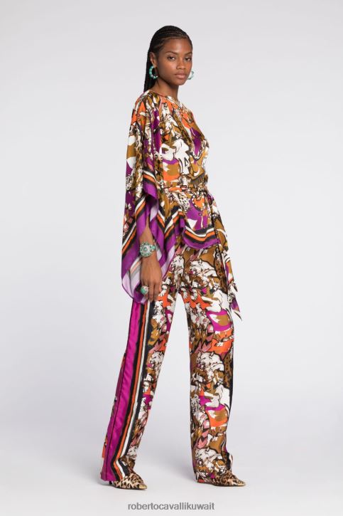 Roberto Cavalli نحيف 2038 قميص بطبعة قطة برية ملابس 4H40H147