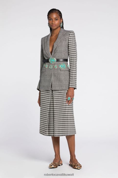 Roberto Cavalli نحيف 2038 سترة صوفية بصدر واحد ملابس 4H40H321