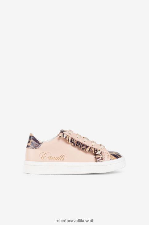 Roberto Cavalli فتيات 2675 حذاء رياضي بطبعة Ocelot وكشكشة أحذية 4H40H1543