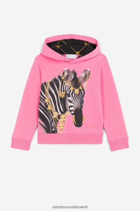 Roberto Cavalli فتيات 2725 هودي بطبعة حمار وحشي ملابس 4H40H1525