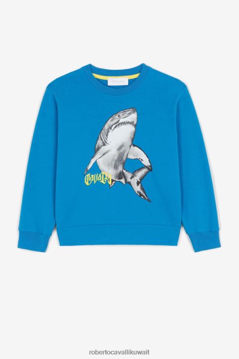 Roberto Cavalli أولاد 4579 كنزة بطبعة سمكة قرش ملابس 4H40H1709