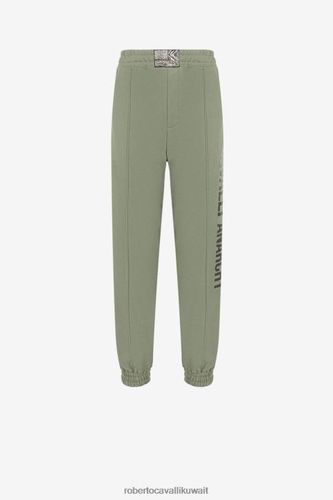 Roberto Cavalli رجال أنيق بنطال رياضي قطن بطبعة شعار ملابس 4H40H1004