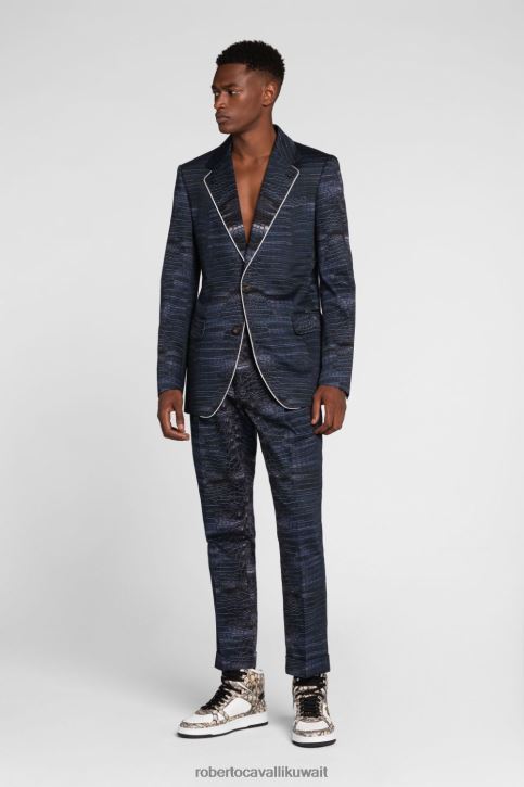 Roberto Cavalli رجال موضة سترة مطرزة بصف أزرار واحد ملابس 4H40H1024