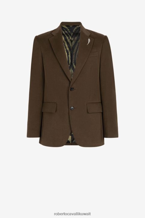 Roberto Cavalli رجال أخضر سترة أسنان النمر ملابس 4H40H1027