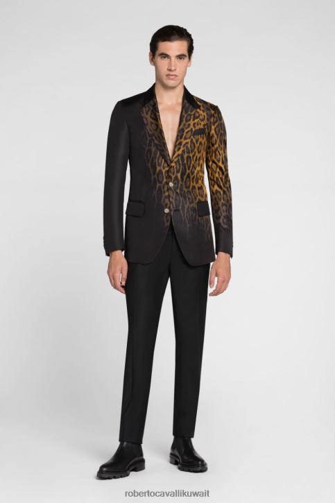 Roberto Cavalli رجال أخضر سترة أسنان النمر ملابس 4H40H1027