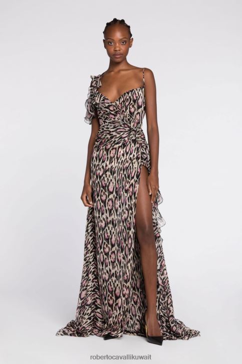 Roberto Cavalli نحيف أنيق فستان سهل الارتداء بتأثير جلد التمساح ملابس 4H40H102