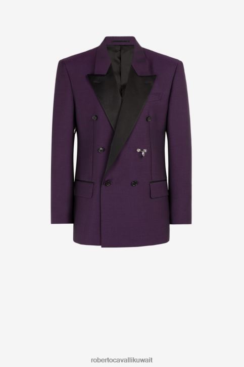 Roberto Cavalli رجال الأرجواني العميق سترة مزدوجة الصدر ملابس 4H40H1030