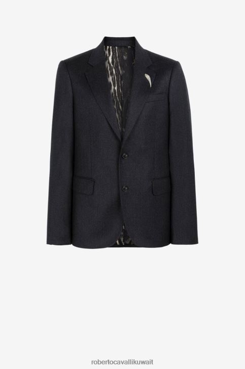 Roberto Cavalli رجال أنيق سترة بصدر واحد على شكل سن النمر ملابس 4H40H1033