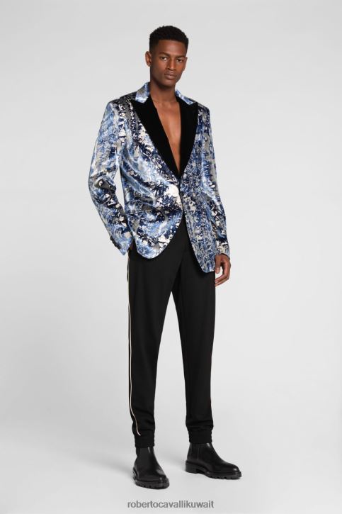 Roberto Cavalli رجال أنيق سترة بصدر واحد على شكل سن النمر ملابس 4H40H1033