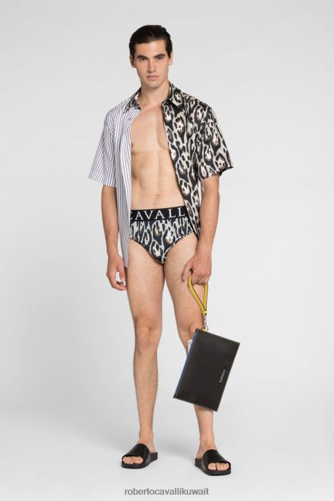 Roberto Cavalli رجال أنيق شورت سباحة بطبعة تجريدية ملابس 4H40H1035
