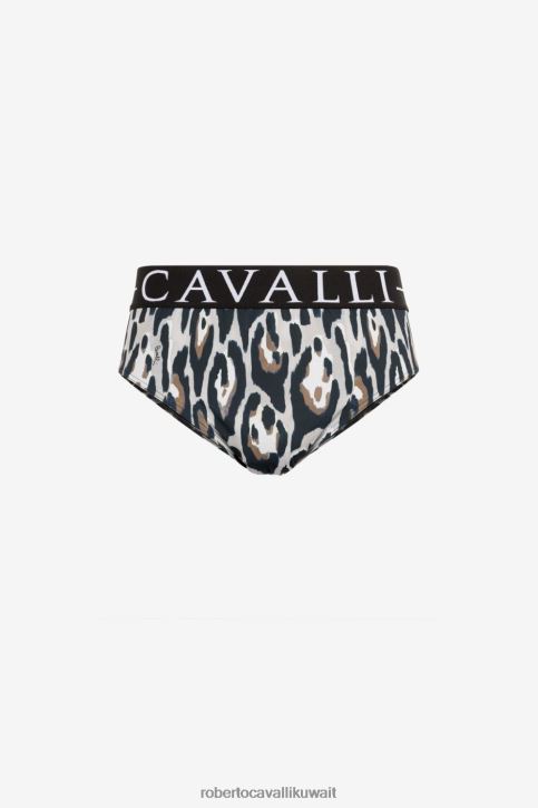 Roberto Cavalli رجال أنيق سروال سباحة بطبعة جلد الفهد ملابس 4H40H1036