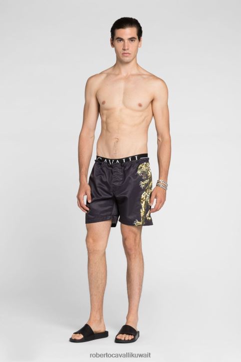 Roberto Cavalli رجال أنيق سروال سباحة بطبعة جلد الفهد ملابس 4H40H1036