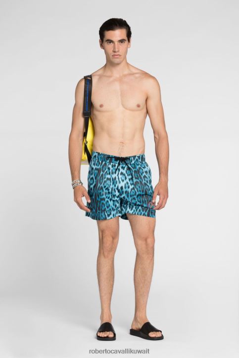 Roberto Cavalli رجال أنيق سروال سباحة بطبعة شعار الماركة ملابس 4H40H1039