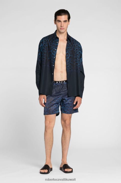Roberto Cavalli رجال رشيقة شورت سباحة بطبعة الصقر ملابس 4H40H1042