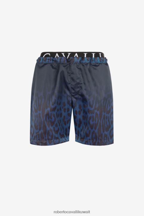 Roberto Cavalli رجال أنيق شورت سباحة بطبعة جلد الفهد وحزام خصر ملابس 4H40H1043