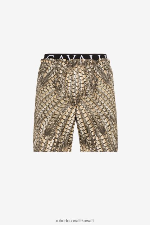 Roberto Cavalli رجال أنيق شورت سباحة بطبعة الصقر ملابس 4H40H1044