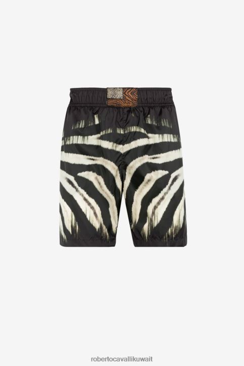Roberto Cavalli رجال رشيقة شورت سباحة بطبعة حمار وحشي ملابس 4H40H1046