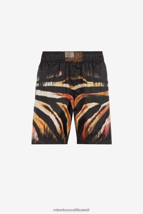 Roberto Cavalli رجال رشيقة شورت سباحة بطبعة النمر ملابس 4H40H1047