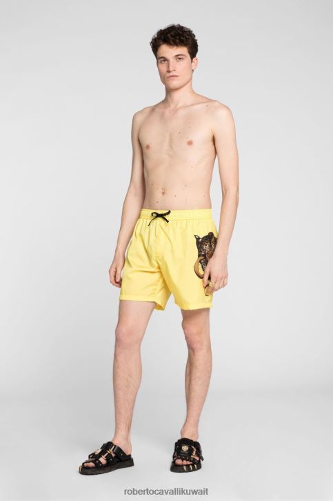 Roberto Cavalli رجال رشيقة شورت سباحة بطبعة النمر ملابس 4H40H1047