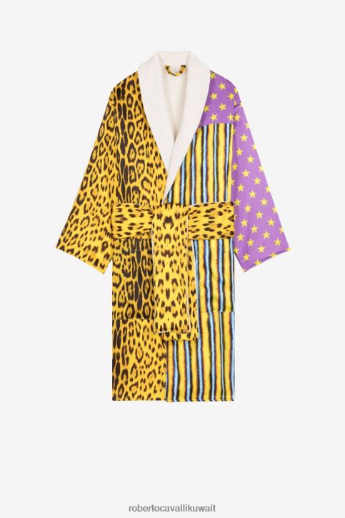 Roberto Cavalli رجال موضة رداء مرقعة بطبعة الفهد ملابس 4H40H1052