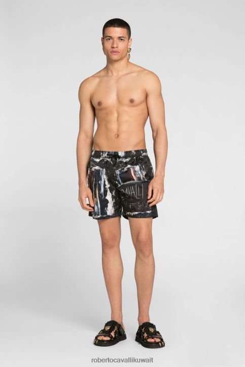 Roberto Cavalli رجال موضة رداء مرقعة بطبعة الفهد ملابس 4H40H1052