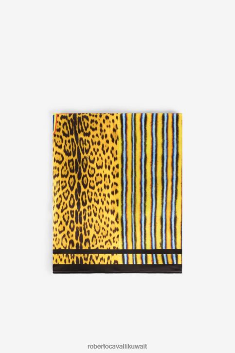 Roberto Cavalli رجال موضة منشفة الشاطئ المرقعة بطبعة الفهد مُكَمِّلات 4H40H1056