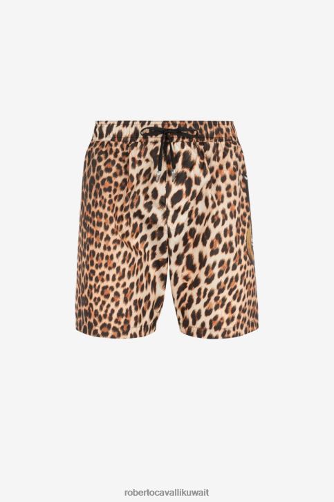 Roberto Cavalli رجال طبيعي شورت سباحة بطبعة جاكوار تراثية ملابس 4H40H1057