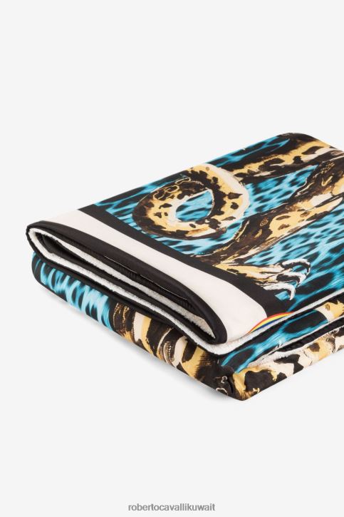 Roberto Cavalli رجال نار/أسود شورت سباحة بطبعات جاكوار وفيليكس ملابس 4H40H1058