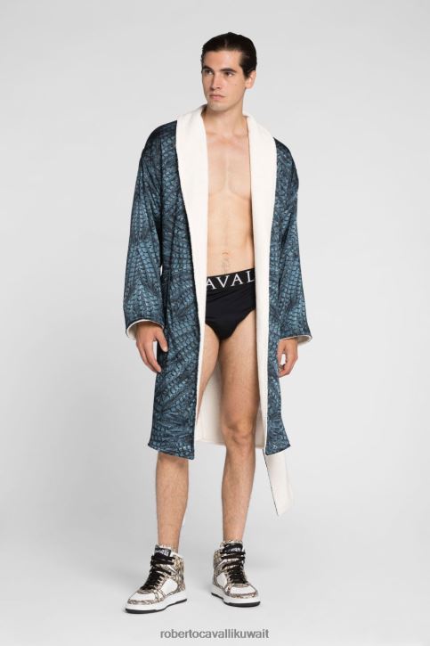 Roberto Cavalli رجال رشيقة منشفة الشاطئ المرقعة بطبعة الفهد مُكَمِّلات 4H40H1060