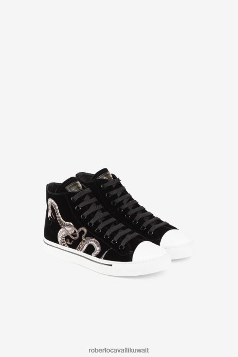 Roberto Cavalli رجال أنيق حذاء رياضي من جلد الغزال مطرز أحذية 4H40H1089