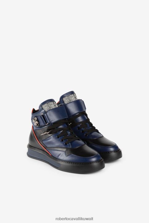 Roberto Cavalli رجال الراية / بلو الرائعة حذاء رياضي برأس النمر أحذية 4H40H1103