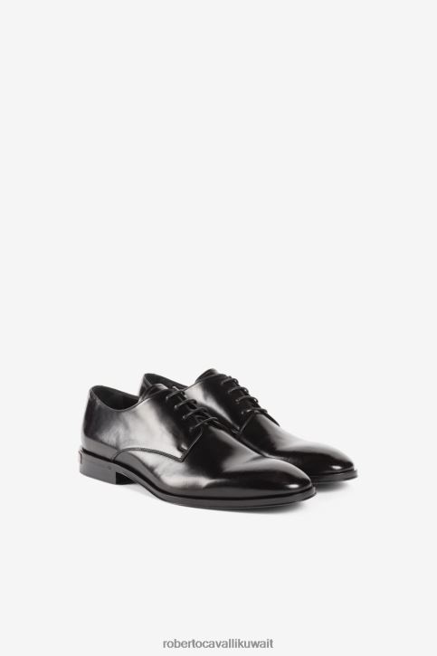 Roberto Cavalli رجال أنيق حذاء ديربي جلدي بشعار الماركة أحذية 4H40H1121