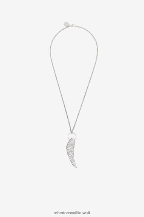 Roberto Cavalli رجال النيكل / الكريستال قلادة أسنان النمر مزينة بالكريستال مُكَمِّلات 4H40H1152
