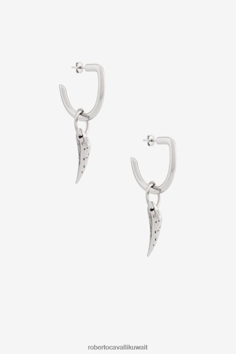 Roberto Cavalli رجال نيكل أقراط أسنان النمر مُكَمِّلات 4H40H1154