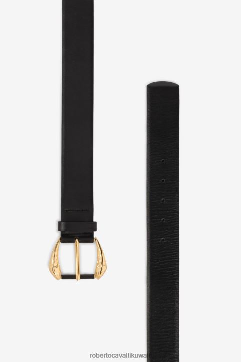 Roberto Cavalli رجال أسود مرآة جلد الثعبان حزام مُكَمِّلات 4H40H1172