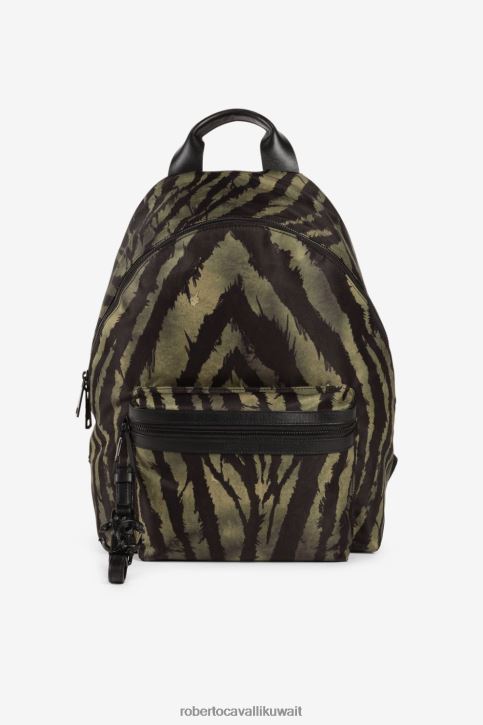 Roberto Cavalli رجال أسود / عسكري حقيبة ظهر بطباعة الحرية مُكَمِّلات 4H40H1175