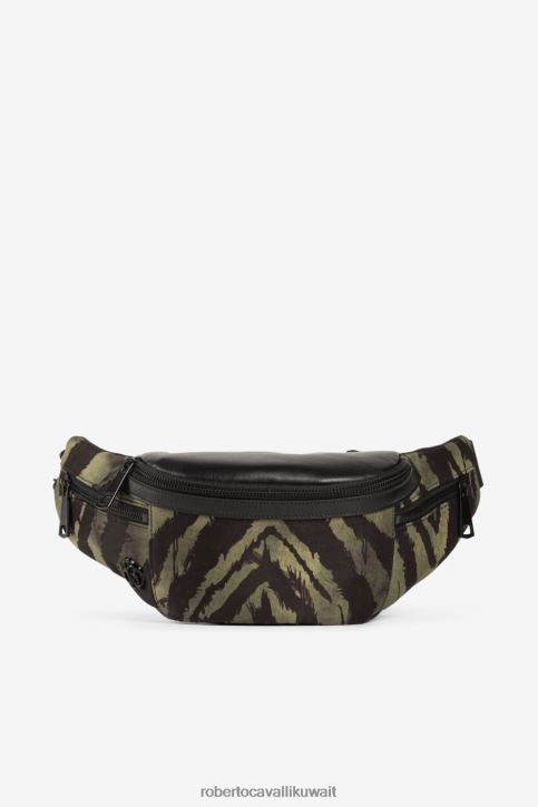 Roberto Cavalli رجال أسود / عسكري حقيبة وسط بطبعة النمر مُكَمِّلات 4H40H1176