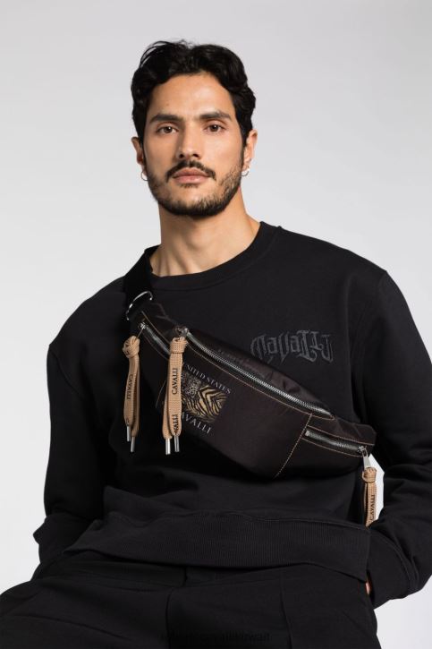 Roberto Cavalli رجال رشيقة حقيبة ظهر مزينة بالشعار مُكَمِّلات 4H40H1187