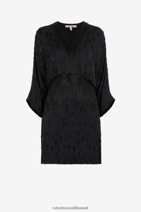 Roberto Cavalli نحيف أسود فستان قصير مزين بالخرز ملابس 4H40H119