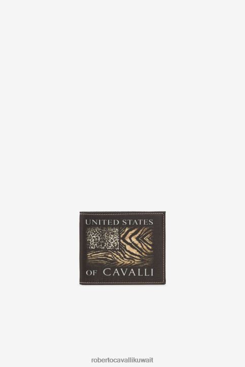 Roberto Cavalli رجال رشيقة محفظة ثنائية الطي بطبعة حيوان مُكَمِّلات 4H40H1196