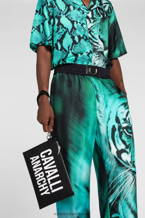 Roberto Cavalli رجال أسود حقيبة مغلف بطبعة شعار مُكَمِّلات 4H40H1211