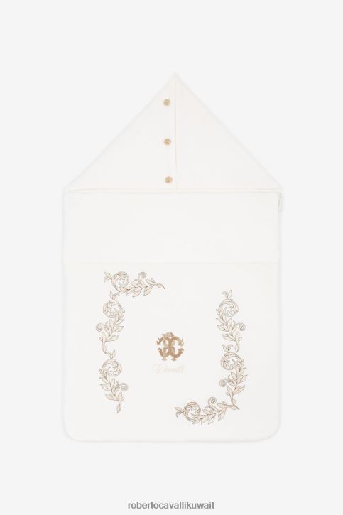 Roberto Cavalli فتيات بيانكو عش أطفال مصنوع من القطن بطبعة مونوغرام مُكَمِّلات 4H40H1246
