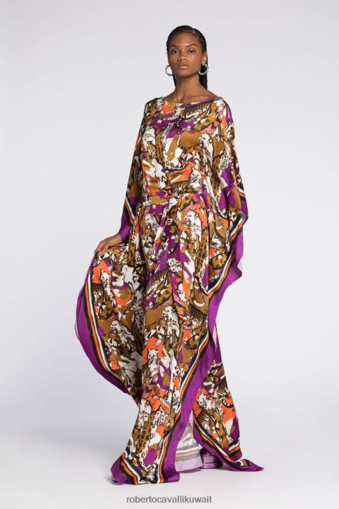 Roberto Cavalli نحيف أسود فستان حرير برأس النمر مزين بالكريستال ملابس 4H40H124