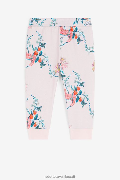 Roberto Cavalli فتيات لون القرنفل بنطال رياضي بشعار الماركة وطبعة زهور ملابس 4H40H1268