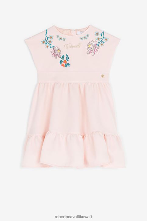 Roberto Cavalli فتيات لون القرنفل فستان مطرز بالزهور ملابس 4H40H1269