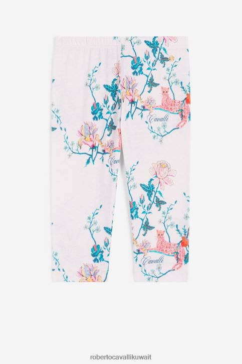 Roberto Cavalli فتيات لون القرنفل طماق قطنية بطبعات الفهد والأزهار ملابس 4H40H1270