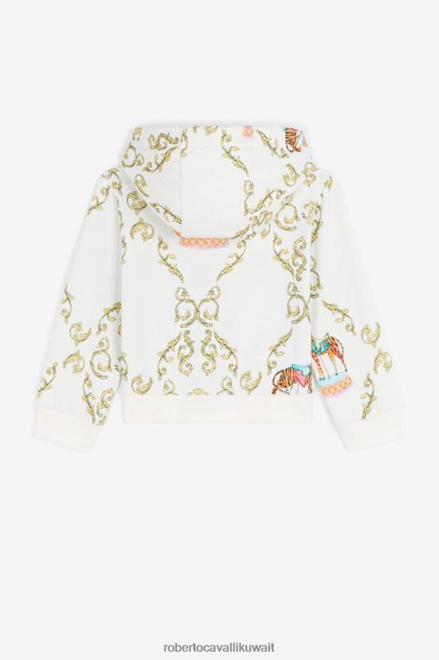 Roberto Cavalli فتيات بيانكو معطف مبطن بطبعة سيرك ملابس 4H40H1273