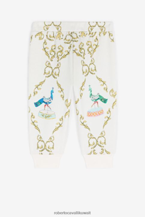 Roberto Cavalli فتيات بيانكو هودي من القطن بطبعة تخريمية ملابس 4H40H1274